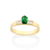 Anel de Formatura Rommanel banhado a ouro 18k com zircônias - verde