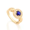 Anel de Formatura Rommanel Banhado a Ouro 18k com Cristal e Zircônias - Azul