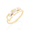 Anel Liso Rommanel Quadrados Vazados Banhado A Ouro 18k Rhodium