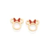 Brinco Minnie Disney Rommanel Banhado A Ouro 18k Laço Vermelho
