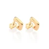 Brinco Rommanel Meia Argola Quadrada Banhado A Ouro 18k