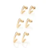 Kit 3 Brincos Meia Argola V Esplêndida Rommanel Banhado A Ouro 18k