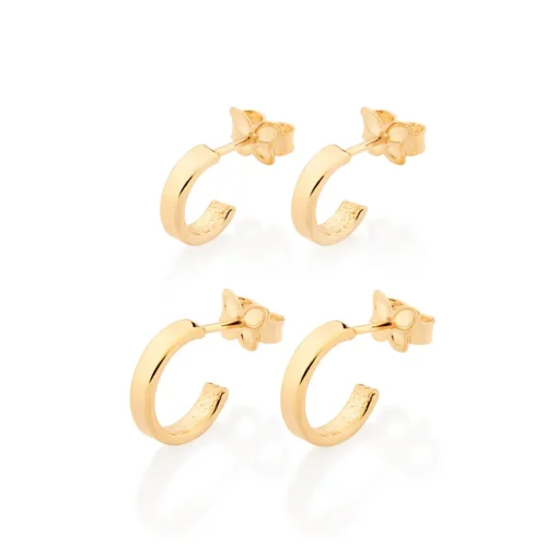 Kit Brinco Rommanel Ana Hickmann Meia Argolas Banhado A Ouro 18k