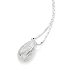 Pingente Gota Rommanel de Prata Maciça 925 com Zircônias
