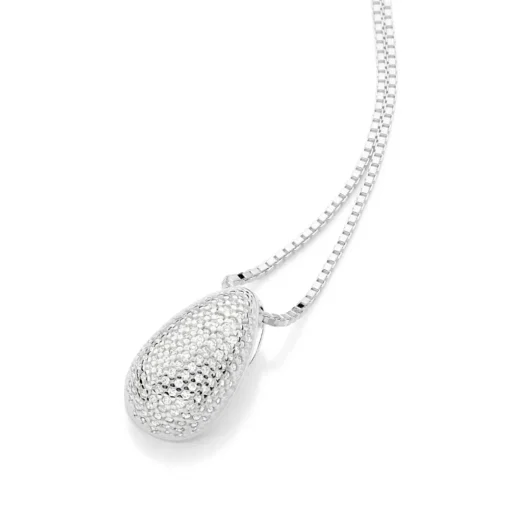 Pingente Gota Rommanel de Prata Maciça 925 com Zircônias