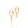 Brinco Argola Rommanel Banhado A Ouro 18k Com Pérolas Sintéticas