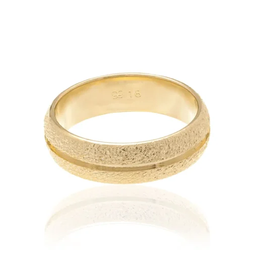 Aliança Granitada Rommanel Banhada A Ouro 18k 511525