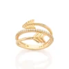 Anel Rommanel Aro Triplo Flecha Banhado A Ouro 18k Com Zircônias 513584