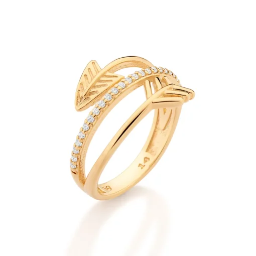 Anel Rommanel Aro Triplo Flecha Banhado A Ouro 18k Com Zircônias 513584