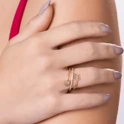 Anel Rommanel Aro Triplo Flecha Banhado A Ouro 18k Com Zircônias 513584