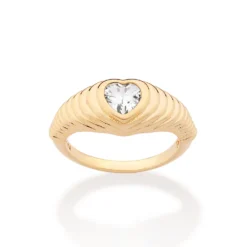 Anel Skinny Rommanel Coração Em Camadas Banhado A Ouro 18k Com Zircônia 513585