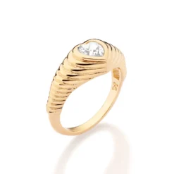Anel Skinny Rommanel Coração Em Camadas Banhado A Ouro 18k Com Zircônia 513585