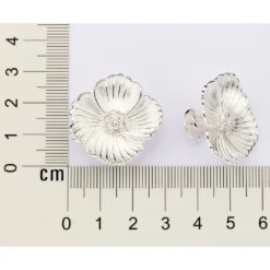 Brinco Rommanel Botão Flor de Prata Maciça 925 Com Zircônias 820265