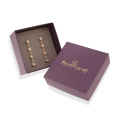 Brinco Rommanel Pêndulo Corações e Gotas Banhado A Ouro 18k Zircônias 527493