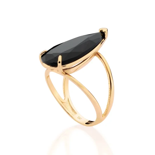 Maxi Anel Gota Rommanel Ana Hickmann Banhado A Ouro 18k Com Cristal 513499