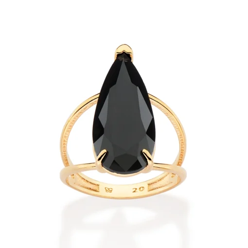 Maxi Anel Gota Rommanel Ana Hickmann Banhado A Ouro 18k Com Cristal 513499
