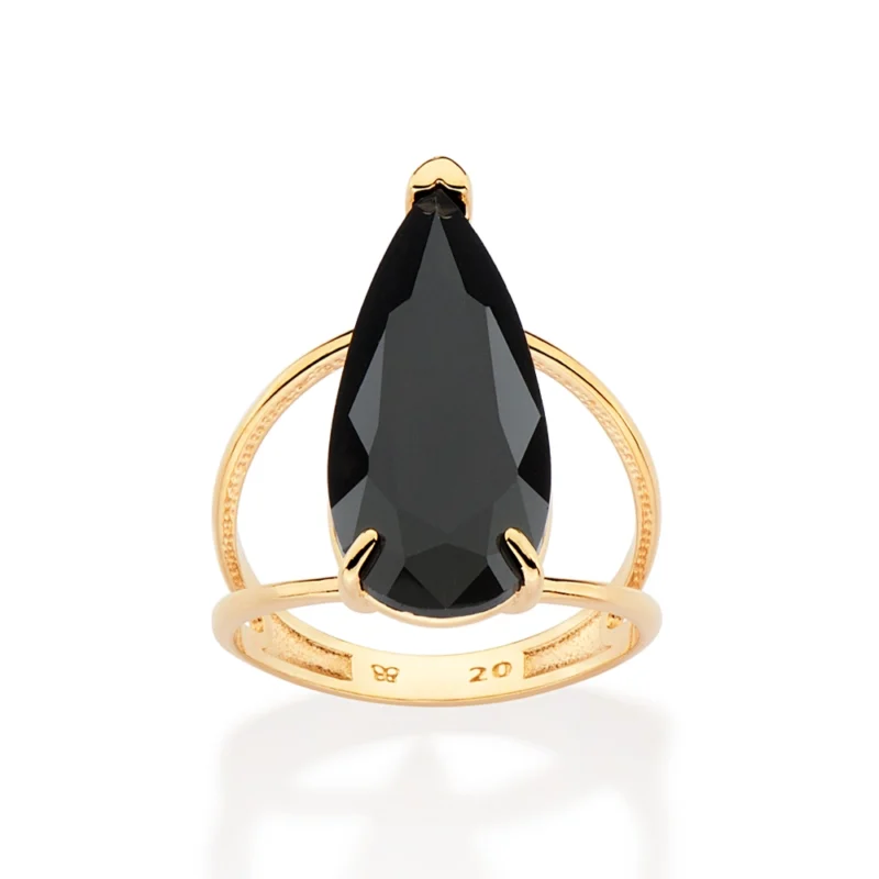 Maxi Anel Gota Rommanel Ana Hickmann Banhado A Ouro 18k Com Cristal 513499