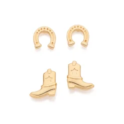 Kit Brincos Rommanel Bota e Ferradura Banhado a Ouro 18k 527501