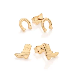 Kit Brincos Rommanel Bota e Ferradura Banhado a Ouro 18k 527501
