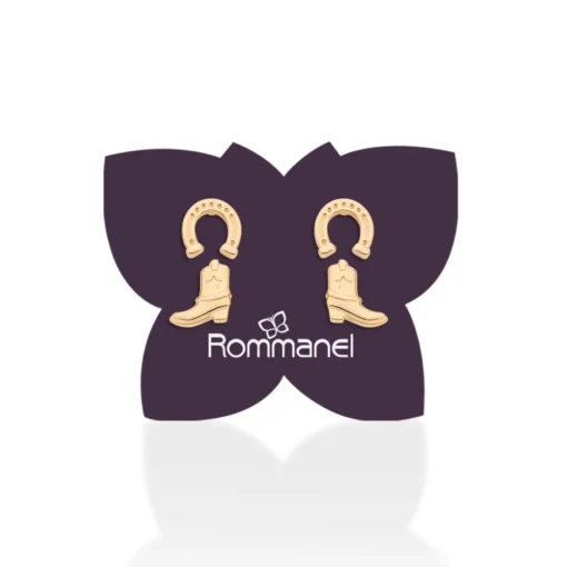 Kit Brincos Rommanel Bota e Ferradura Banhado a Ouro 18k 527501