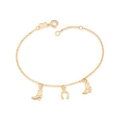 Pulseira Rommanel com Botas e Ferradura Banhada a Ouro 18k 19cm 552206