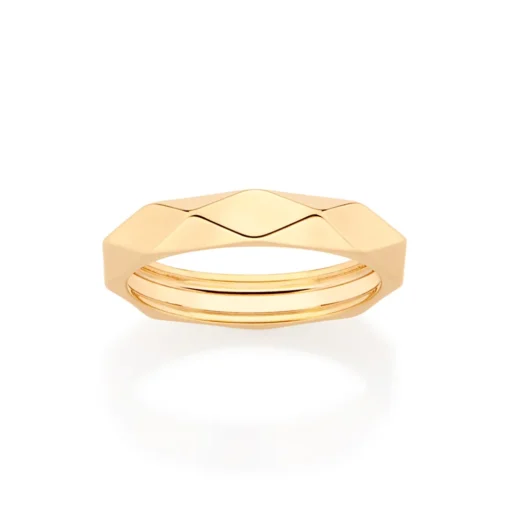Aliança Geométrica Rommanel Banhada a Ouro 18K 513220