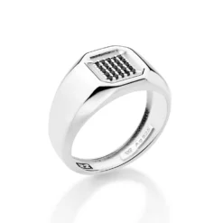 Anel Chevalier Rommanel Masculino de Prata Maciça 925 Com Zircônias 810359