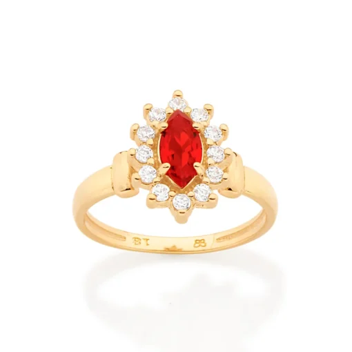 Anel de Formatura Rommanel Banhado a Ouro 18K com Zircônias e Cristal 513280