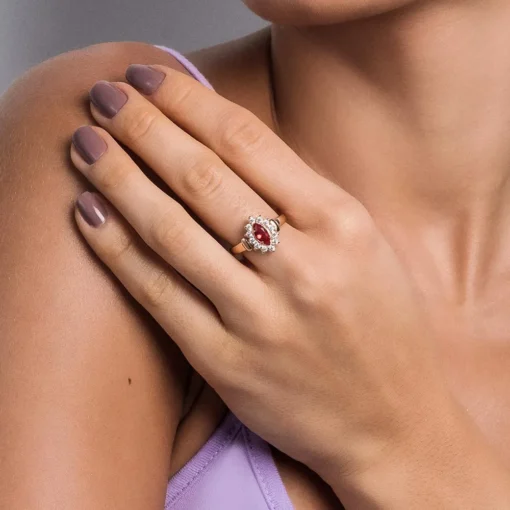 Anel de Formatura Rommanel Banhado a Ouro 18K com Zircônias e Cristal 513280