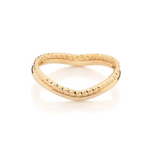 Anel Rommanel Aro Duplo Ondulado e Torcido Banhado a Ouro 18k 513566