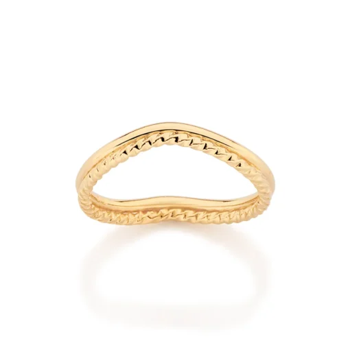 Anel Rommanel Aro Duplo Ondulado e Torcido Banhado a Ouro 18k 513566