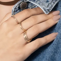 Anel Rommanel Aro Duplo Ondulado e Torcido Banhado a Ouro 18k 513566