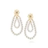 Brinco Rommanel Flor Vazada Joia Banhada Ouro 18k Com Pérolas 524422