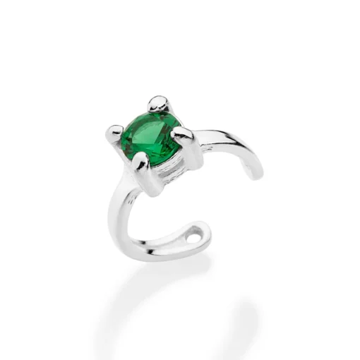 Brinco Rommanel Piercing de Pressão de Prata 925 com Zircônia Verde 820263