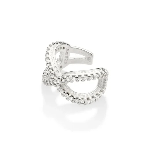 Brinco Rommanel Piercing de Pressão Infinito com Zircônias de Prata Maciça 925 820206