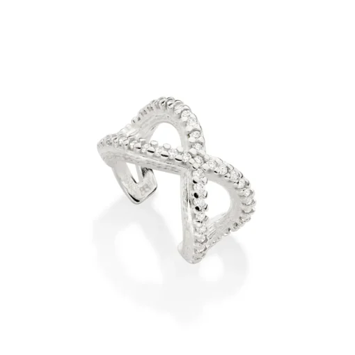 Brinco Rommanel Piercing de Pressão Infinito com Zircônias de Prata Maciça 925 820206
