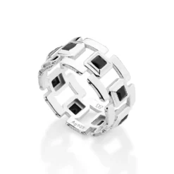 Maxi Anel Rommanel Masculino de Prata Maciça 925 Com Zircônias 810367