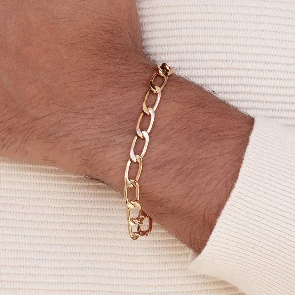 Pulseira Groumet Rommanel Masculina Banhada A Ouro 18k 552204