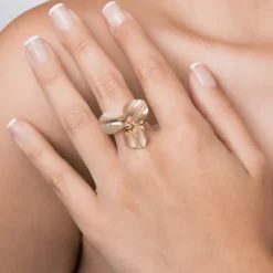 Anel Skinny Com Flor Abaulada Rommanel Ana Hickmann Banhado A Ouro 18k 513497