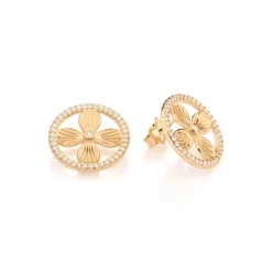 Brinco Boho Flor Rommanel Ana Hickmann Banhado A Ouro 18k Com Zircônias 527505