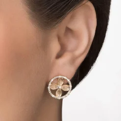 Brinco Boho Flor Rommanel Ana Hickmann Banhado A Ouro 18k Com Zircônias 527505