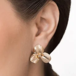 Brinco Flor Abaulada Rommanel Ana Hickmann Banhado A Ouro 18k 527361