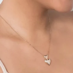 Gargantilha Coração Duplo Abaulado Rommanel Banhado A Ouro 18k 532567