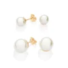 Kit Brincos Rommanel Banhado A Ouro 18k Com Pérolas Sintéticas 527245