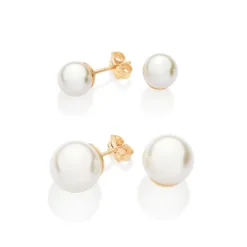 Kit Brincos Rommanel Banhado A Ouro 18k Com Pérolas Sintéticas 527245