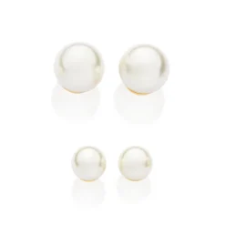 Kit Brincos Rommanel Banhado A Ouro 18k Com Pérolas Sintéticas 527245