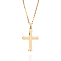 Pingente Cruz Vazado Rommanel Masculino Banhado A Ouro 18k 542952