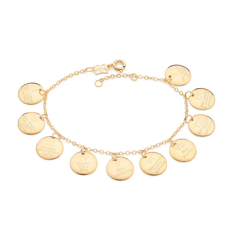 Pulseira 10 Mandamentos Rommanel Banhado A Ouro 18k 552185