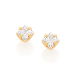Brinco Infantil Rommanel Banhado A Ouro 18k Com Zircônias 525923