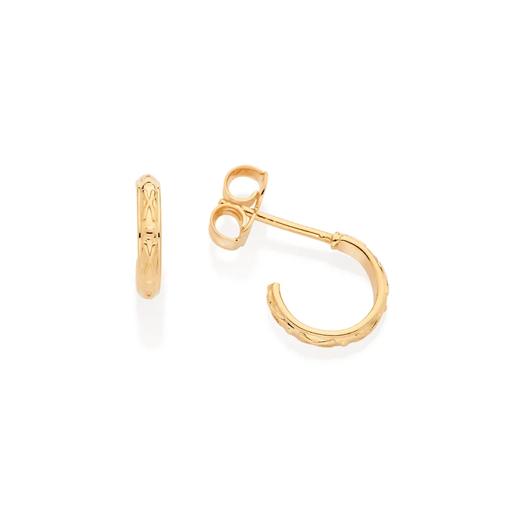 Brinco Meia Argola Pequena Rommanel Banhada A Ouro 18k 527212